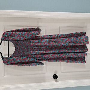 Subiki Smocked Floral Square Neckline Flowy Boho Teired Midi Maxi Long Dress